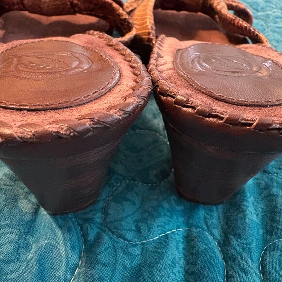 Nurture Cabot Leather Snakeskin Wedge Open Toe Sandals Women's Size  7.5 - Picture 3 of 8